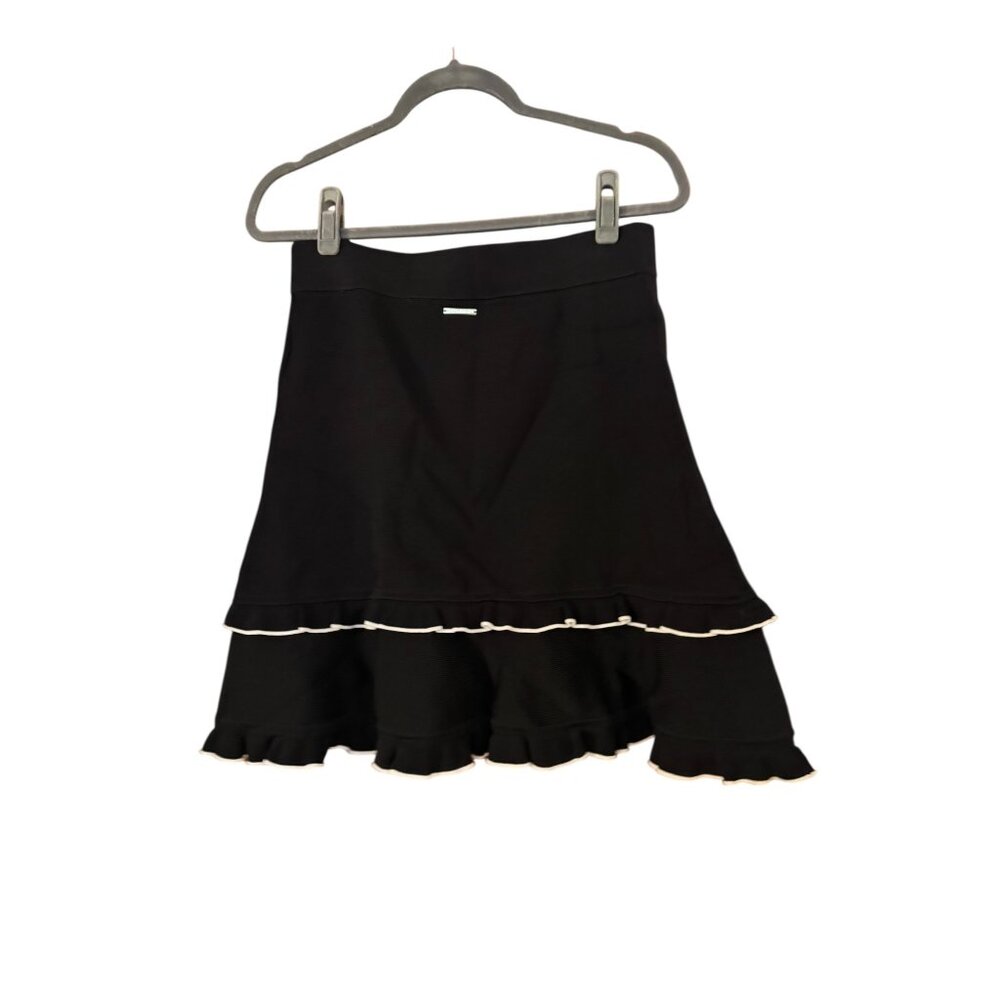 Michael Kors Knit Sweater Ruffle Layer Skirt Sz Medium Women’s Black B&W - Picture 2 of 7